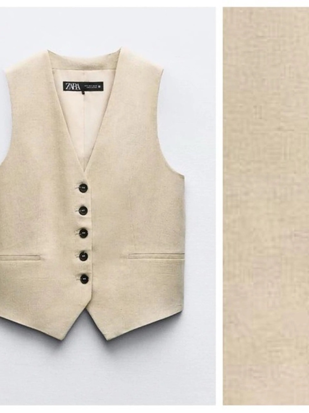 Zara Neutral Beige Button Front Vest